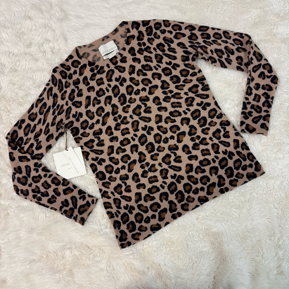 NWT Cynthia Rowley Leopard Print Cashmere Sweater